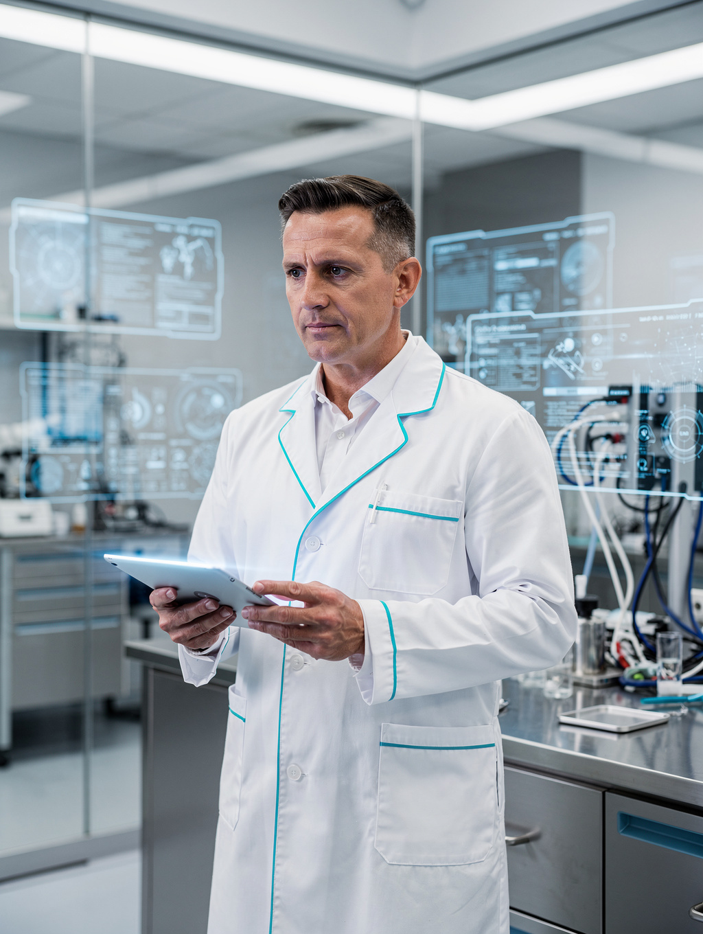 Research director analyzing health tracking metrics