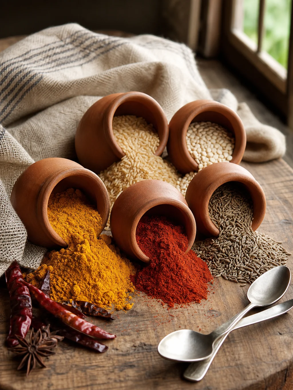 Assortment of Indian mind-diet brain-healthy foods